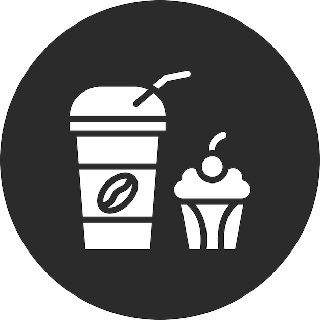 Ilustración del icono vectorial del muffin de café del conjunto de iconos de la cafetería