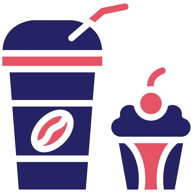 Ilustración del icono vectorial del muffin de café del conjunto de iconos de la cafetería