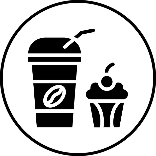 Ilustración del icono vectorial del muffin de café del conjunto de iconos de la cafetería