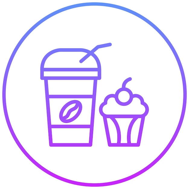 Ilustración del icono vectorial del muffin de café del conjunto de iconos de la cafetería
