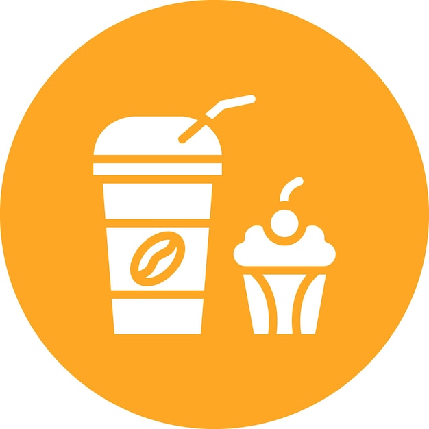 Ilustración del icono vectorial del muffin de café del conjunto de iconos de la cafetería