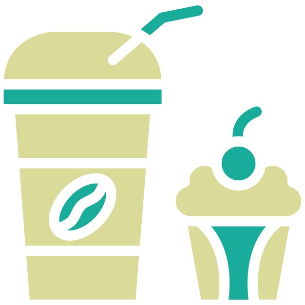 Ilustración del icono vectorial del muffin de café del conjunto de iconos de la cafetería