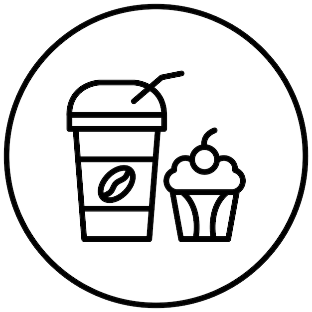 Ilustración del icono vectorial del muffin de café del conjunto de iconos de la cafetería