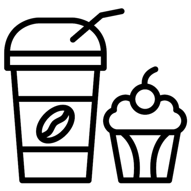 Ilustración del icono vectorial del muffin de café del conjunto de iconos de la cafetería