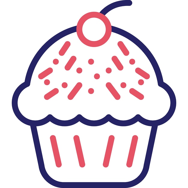 Ilustración del icono vectorial del muffin del conjunto de iconos de la mañana y el desayuno