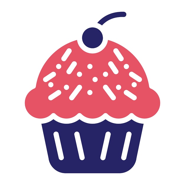 Ilustración del icono vectorial del muffin del conjunto de iconos de la mañana y el desayuno