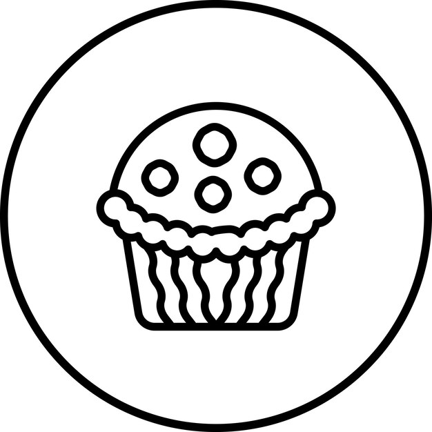 Ilustración del icono vectorial de muffins del conjunto de iconos de dulces y dulces