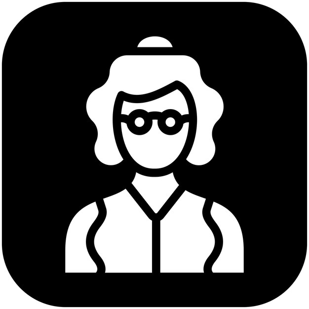 Ilustración del icono vectorial de la mujer anciana del conjunto de iconos de Generation Gap