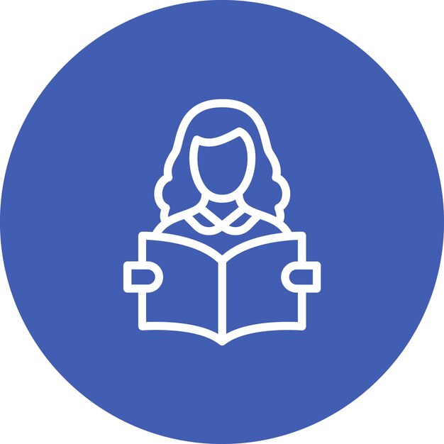 Ilustración del icono vectorial de la mujer leyendo del icono de la ama de llaves