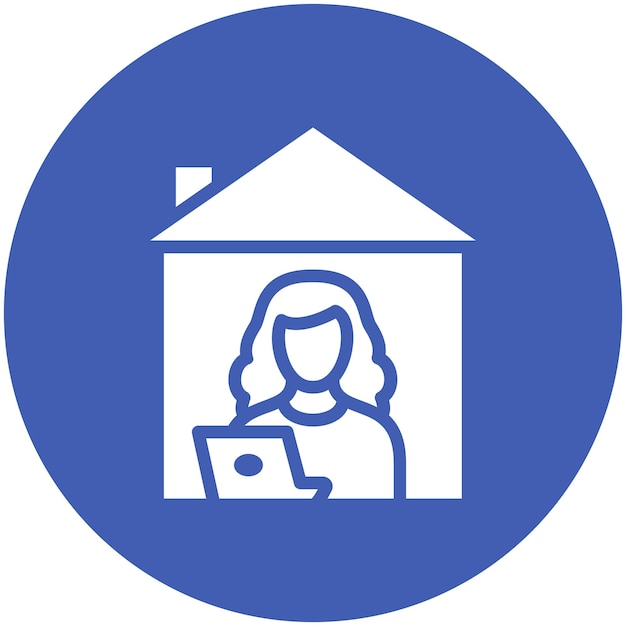 Ilustración del icono vectorial de Mujeres que trabajan en el hogar del conjunto de iconos de Trabajo desde el hogar