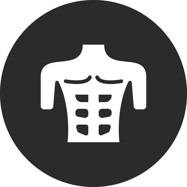 Ilustración del icono vectorial del músculo del pecho del conjunto de iconos del gimnasio