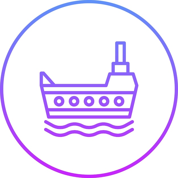 Ilustración del icono vectorial de la nave del conjunto de iconos de la civilización antigua