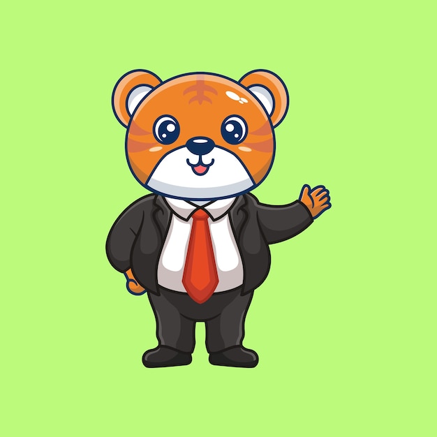 Ilustración de icono vectorial de negocios de dibujos animados mano de tigre agitando concepto de icono de negocios de animales