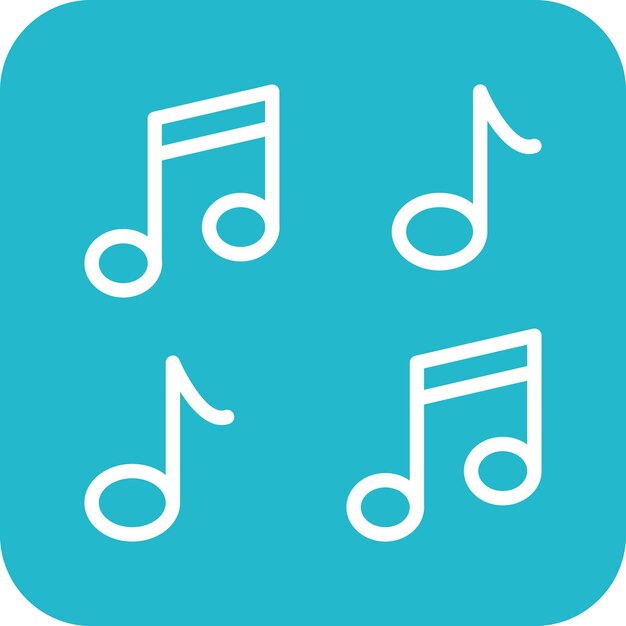 Ilustración del icono vectorial de notas musicales del conjunto de iconos de cumpleaños