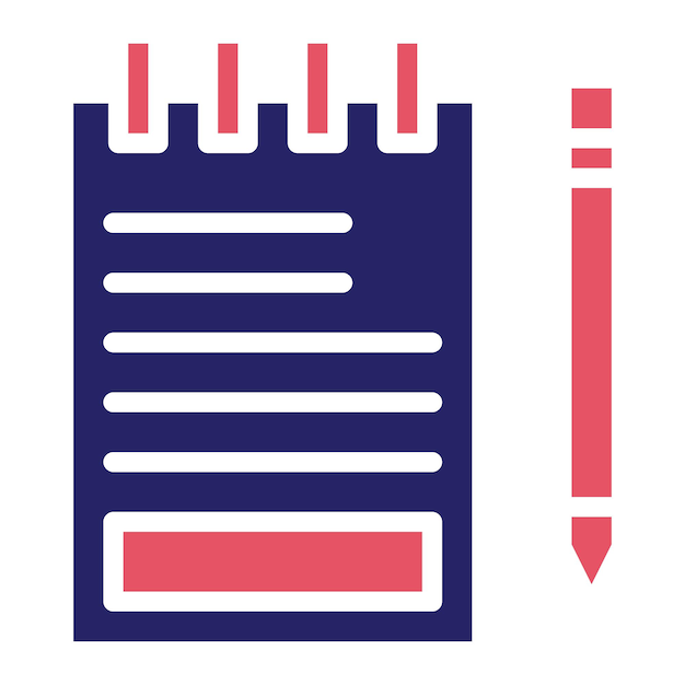 Ilustración del icono vectorial de Notes del conjunto de iconos de Investigación y Ciencia