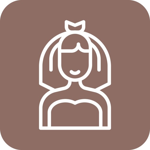 Ilustración del icono vectorial de la novia del conjunto de iconos de bodas