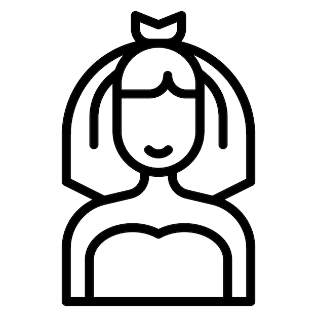 Ilustración del icono vectorial de la novia del conjunto de iconos de bodas