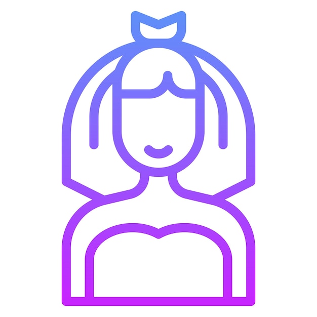 Vector ilustración del icono vectorial de la novia del conjunto de iconos de bodas