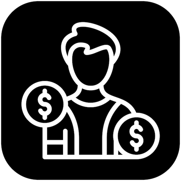Ilustración del icono vectorial del oficial de finanzas del conjunto de iconos de la economía empresarial