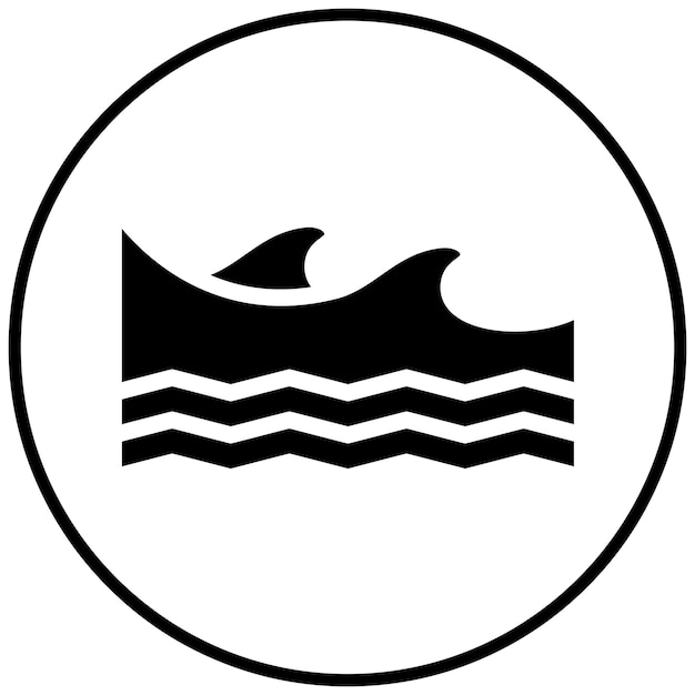 Ilustración del icono vectorial de olas del conjunto de iconos de la línea costera