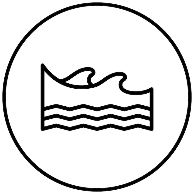 Ilustración del icono vectorial de olas del conjunto de iconos de la línea costera