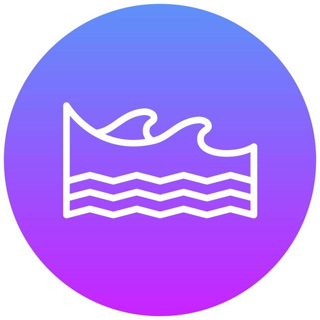 Ilustración del icono vectorial de olas del conjunto de iconos de la línea costera