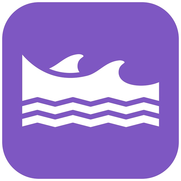 Ilustración del icono vectorial de olas del conjunto de iconos de la línea costera