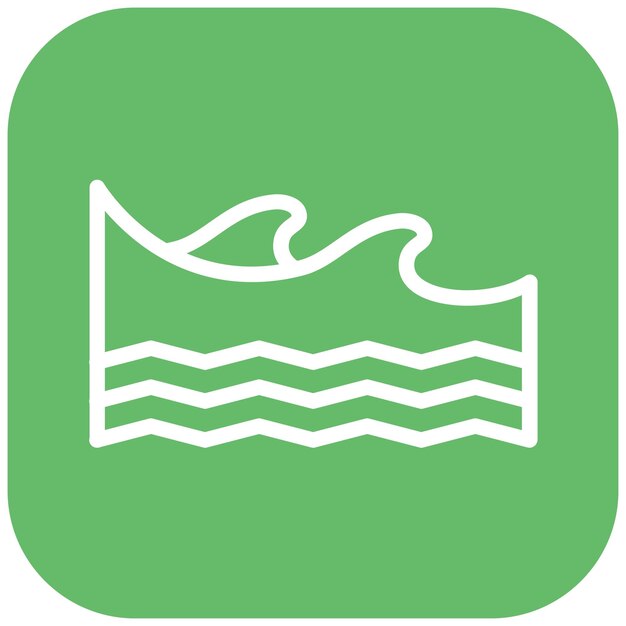 Ilustración del icono vectorial de olas del conjunto de iconos de la línea costera