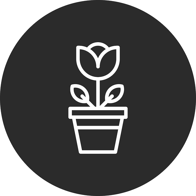 Ilustración del icono vectorial de la olla de flores del conjunto de iconos de la primavera
