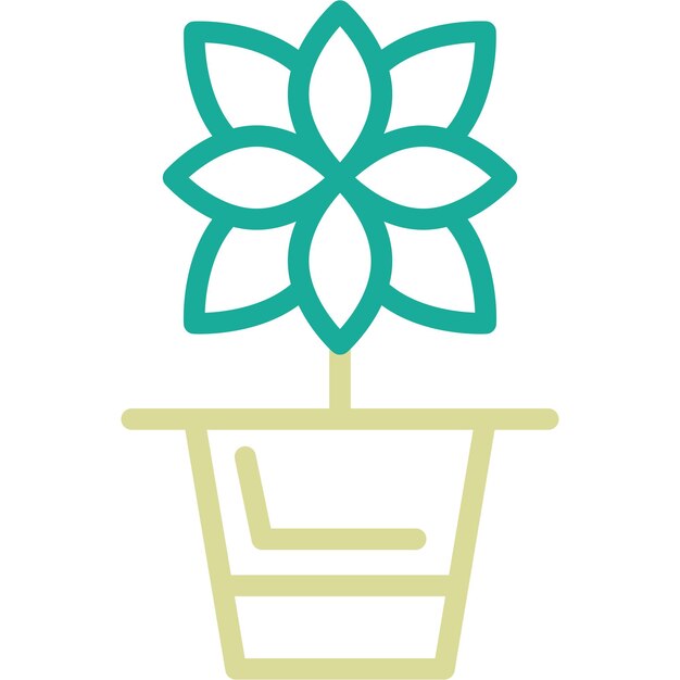 Ilustración del icono vectorial de la olla de flores del conjunto de iconos de la vida familiar