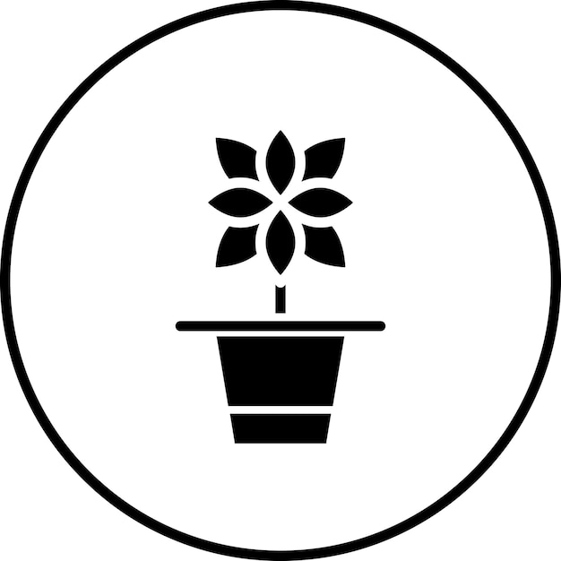 Ilustración del icono vectorial de la olla de flores del conjunto de iconos de la vida familiar