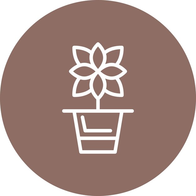 Ilustración del icono vectorial de la olla de flores del conjunto de iconos de la vida familiar