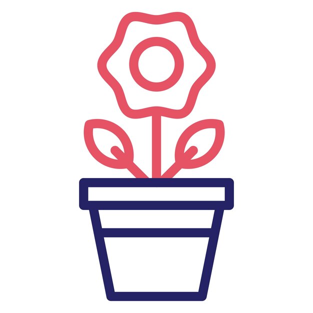 Ilustración del icono vectorial de la olla de flores grande del conjunto de iconos de la primavera
