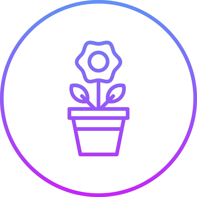 Ilustración del icono vectorial de la olla de flores grande del conjunto de iconos de la primavera
