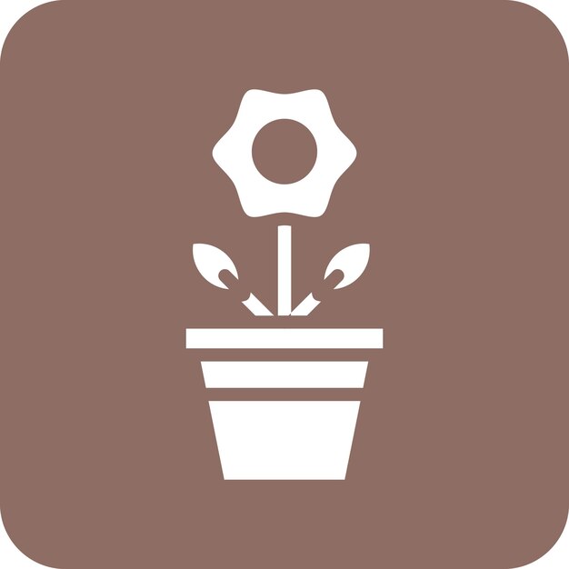 Ilustración del icono vectorial de la olla de flores grande del conjunto de iconos de la primavera