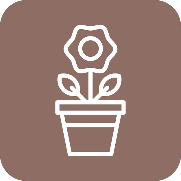 Ilustración del icono vectorial de la olla de flores grande del conjunto de iconos de la primavera
