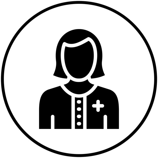 Ilustración del icono vectorial de paciente femenino del conjunto de iconos de chequeo de salud