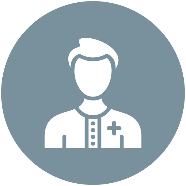 Ilustración del icono vectorial del paciente masculino del conjunto de iconos de control de salud