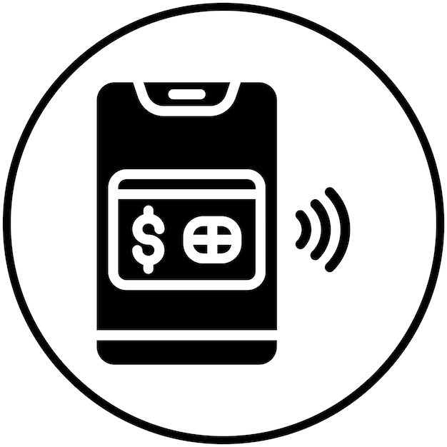 Ilustración del icono vectorial de pago móvil del conjunto de iconos de compras y comercio electrónico