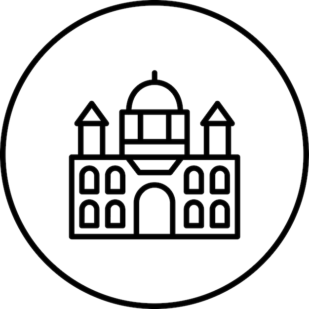 Ilustración del icono vectorial del paisaje del castillo del conjunto de iconos de paisajes