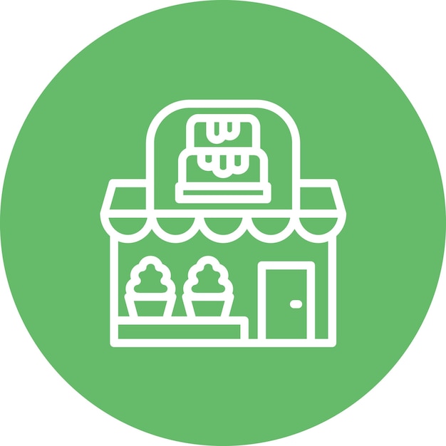 Ilustración del icono vectorial de la panadería de tiendas y tiendas