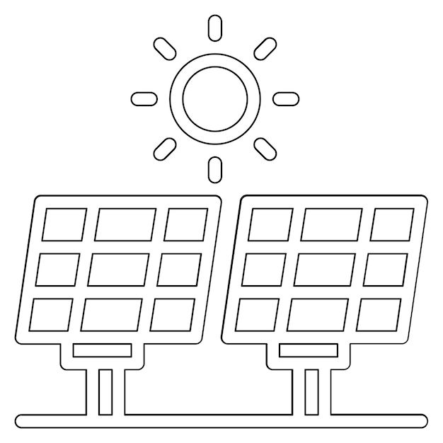 Ilustración del icono vectorial del panel solar del conjunto de iconos del proceso industrial