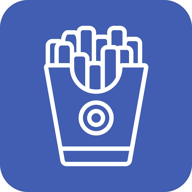 Ilustración del icono vectorial de las papas fritas del icono del restaurante