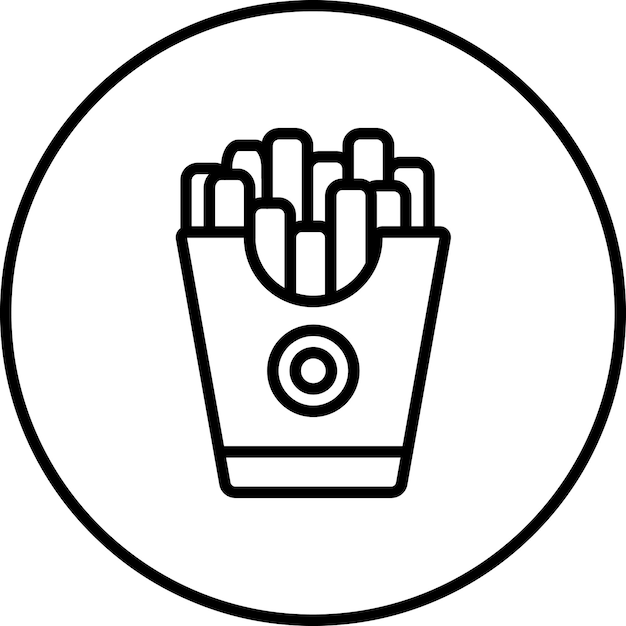 Ilustración del icono vectorial de las papas fritas del icono del restaurante