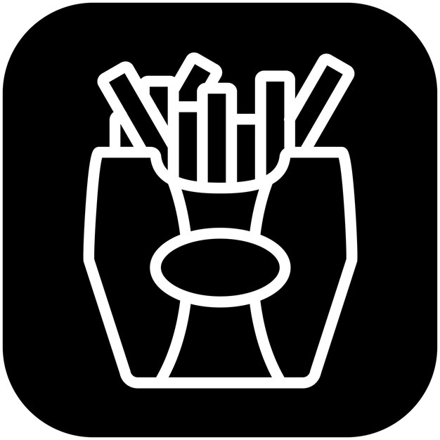 Ilustración del icono vectorial de las papas fritas de Street Food