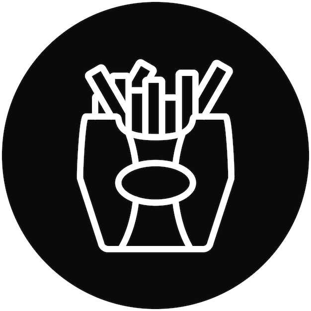 Ilustración del icono vectorial de las papas fritas de Street Food