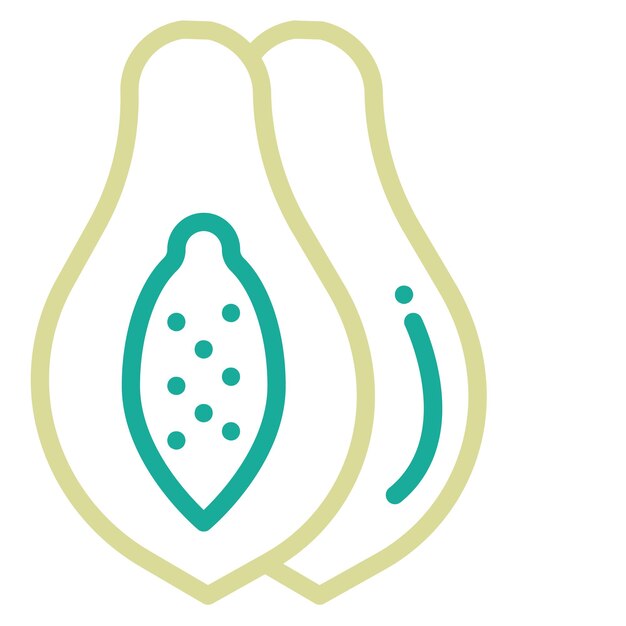 Ilustración del icono vectorial de la papaya del conjunto de iconos de frutas y verduras