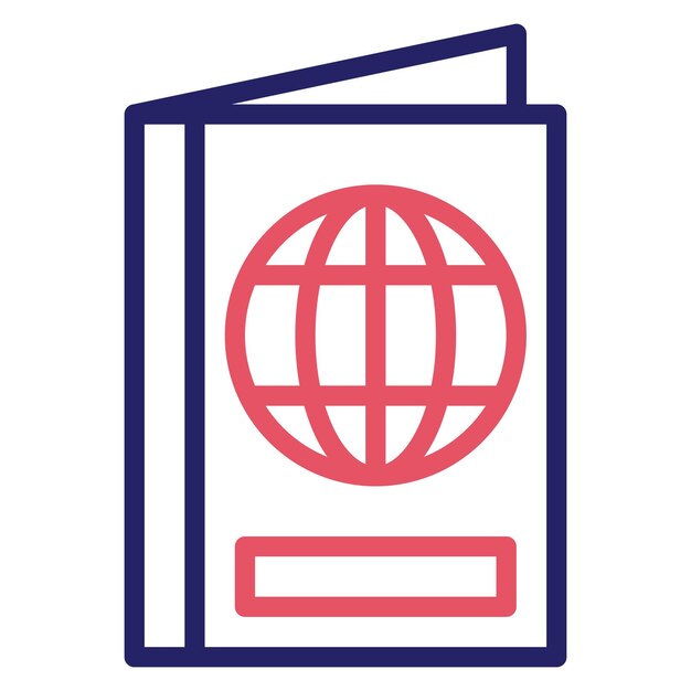 Ilustración del icono vectorial del pasaporte del conjunto de iconos de aviación