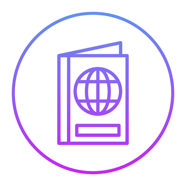 Ilustración del icono vectorial del pasaporte del conjunto de iconos de aviación