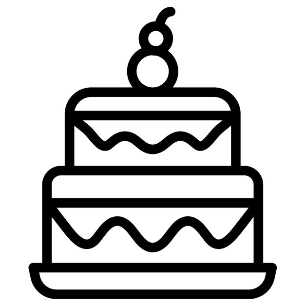 Ilustración del icono vectorial de pastel de dos capas del conjunto de iconos de dulces y caramelos